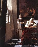 Jan Vermeer Lady Writing a Letter with Her Maid oil painting on canvas